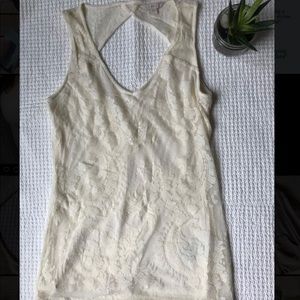 Cream Guess Lace Tank Top